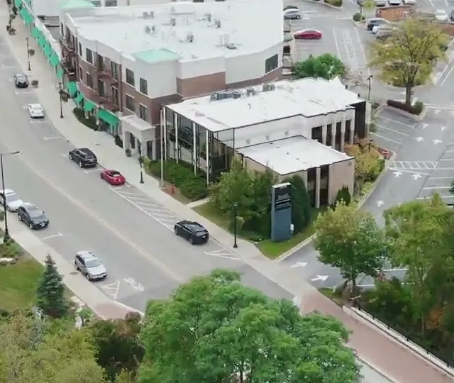Shermer Road in Northbrook from above, from the practice's office tour video.